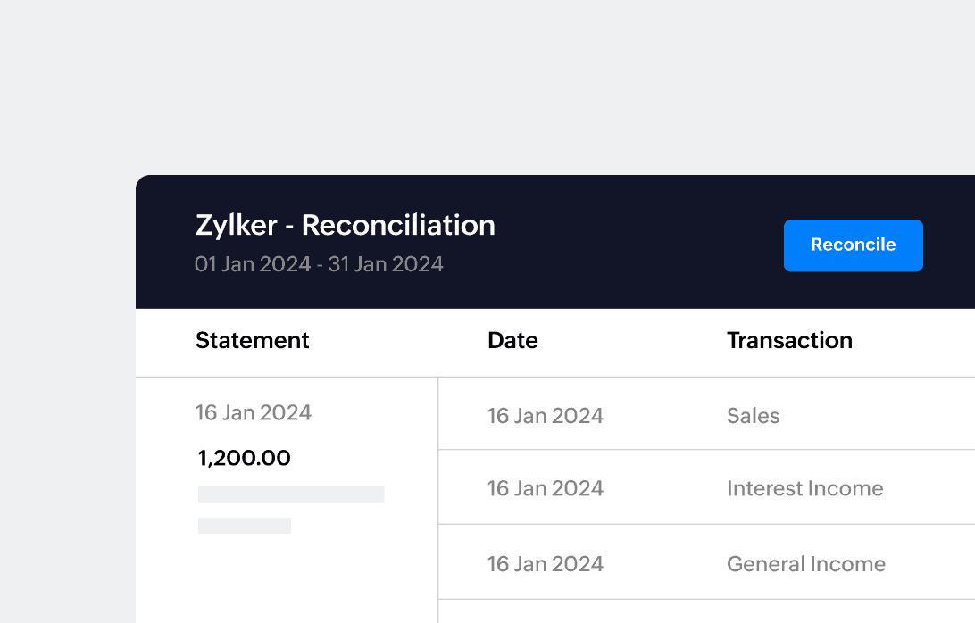 Final reconciliation statement for the month of January. The transaction and date columns are visible.